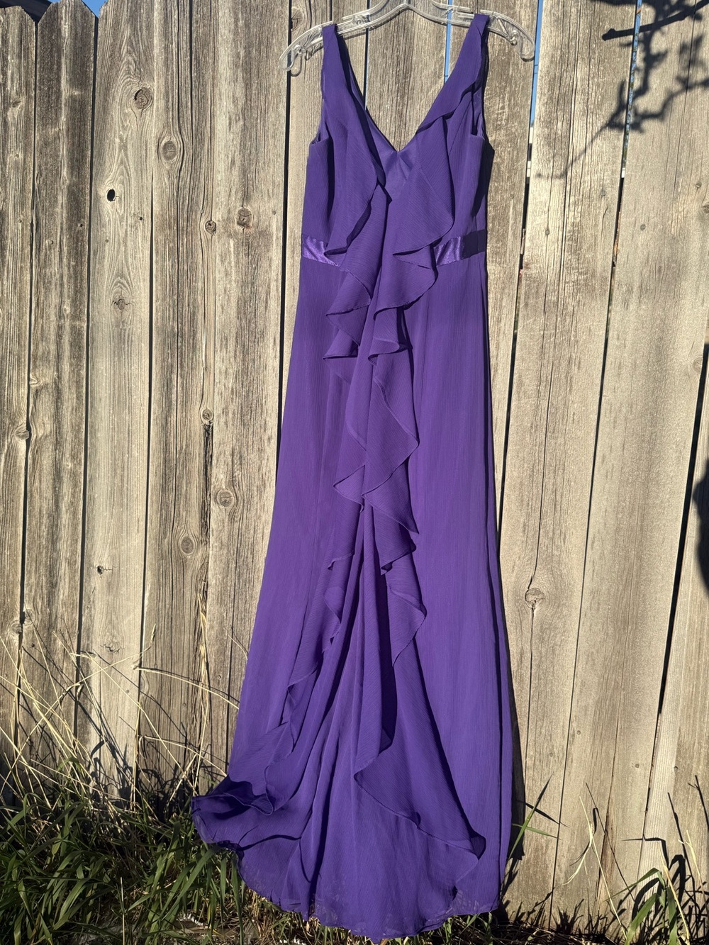 Royal Amethyst Chiffon Gown | Castlecore Ruffle Back Formal Dress - Picture 4 of 5
